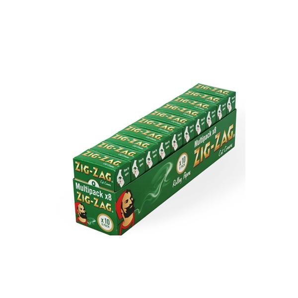 10 Pack x 8 Booklet Zig - Zag Green Regular Rolling Papers - Vape Street UK