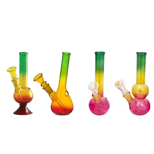 10 x 8" Rasta Colour Small Glass Bong - GB49 - Vape Street UK