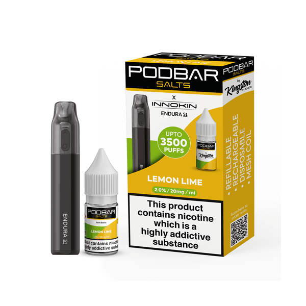 10mg Podbar Salts by Kingston x Innokin Endura S1 Disposable Vape Kit 3500 Puffs - Vape Street UK