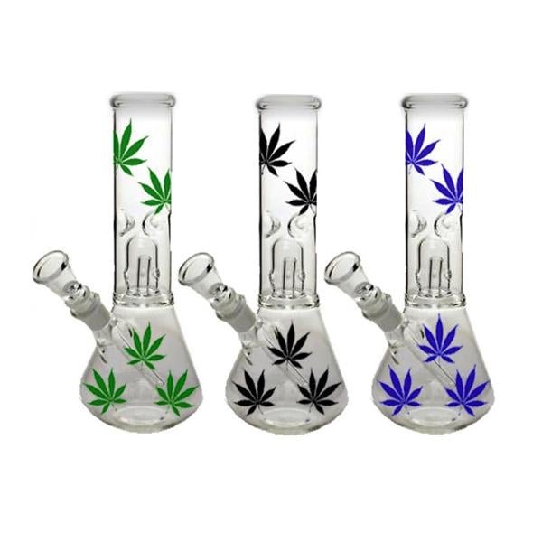 12" Large Leaf Designed Glass Bong - GB - 85 - Vape Street UK