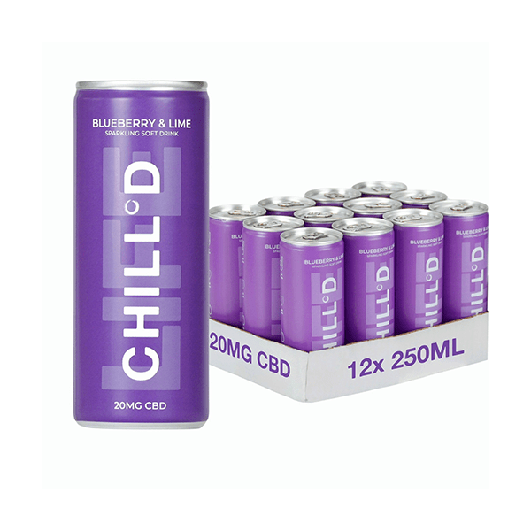 12 x CHILL°D 20mg CBD Sparkling 250ml Blueberry & Lime - Vape Street UK