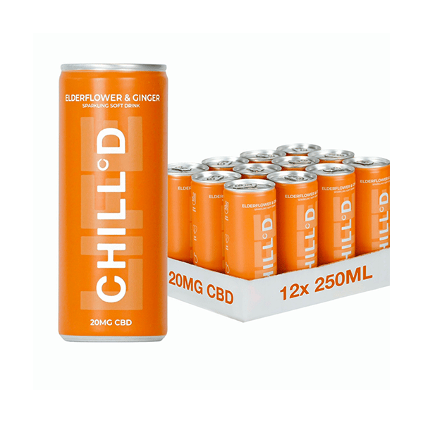 12 x CHILL°D 20mg CBD Sparkling 250ml Elderflower & Ginger - Vape Street UK