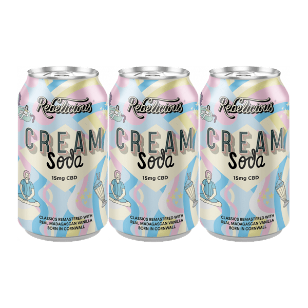 12 x Rebelicious 15mg CBD Cream Soda Sparkling Soft Drink - 330ml - Vape Street UK