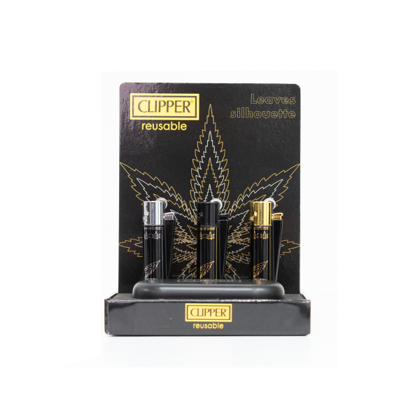 made by: Clipper price:£90.20 12 Clipper CMP11RH Metal Large Flint Leaves Silhouette Lighters - CM3S138UK next day delivery at Vape Street UK