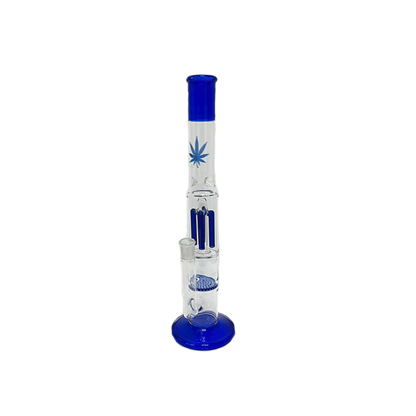 made by: Unbranded price:£32.55 16" Large Cannabis Leaf Design Glass Bong - GB-89 next day delivery at Vape Street UK