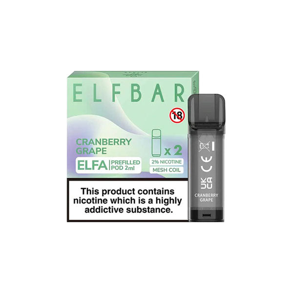 made by: ELF Bar price:£4.68 ELF Bar ELFA 20mg Replacement Prefilled Pods 2ml next day delivery at Vape Street UK