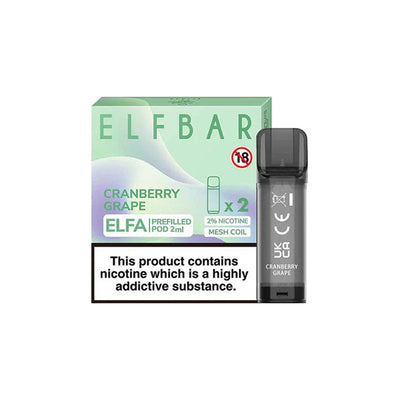 made by: ELF Bar price:£4.68 ELF Bar ELFA 20mg Replacement Prefilled Pods 2ml next day delivery at Vape Street UK