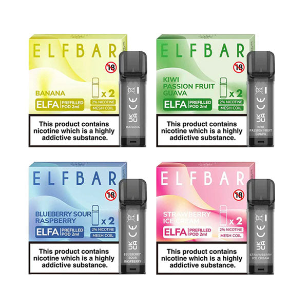 made by: ELF Bar price:£4.68 ELF Bar ELFA 20mg Replacement Prefilled Pods 2ml next day delivery at Vape Street UK