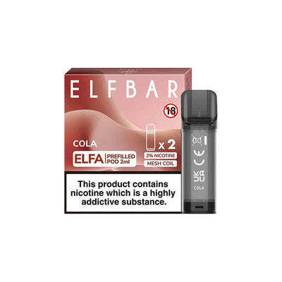 made by: ELF Bar price:£4.68 ELF Bar ELFA 20mg Replacement Prefilled Pods 2ml next day delivery at Vape Street UK