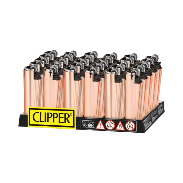 made by: Clipper price:£72.81 30 Clipper FCP22RH Classic Micro Rose Gold Shiny Lighters next day delivery at Vape Street UK