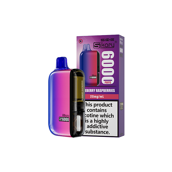 made by: Sikary price:£8.55 20mg Sikary S6000 Disposable Pod Vape Kit 6000 Puffs (Buy 2 Get 1 Free) next day delivery at Vape Street UK