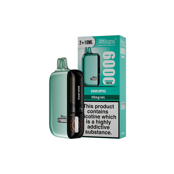 made by: Sikary price:£8.55 20mg Sikary S6000 Disposable Pod Vape Kit 6000 Puffs (Buy 2 Get 1 Free) next day delivery at Vape Street UK