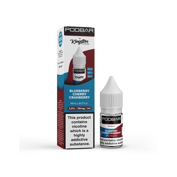 made by: Podbar price:£3.99 20mg Podbar Salts by Kingston 10ml Refill Nic Salts (60VG/40PG) next day delivery at Vape Street UK