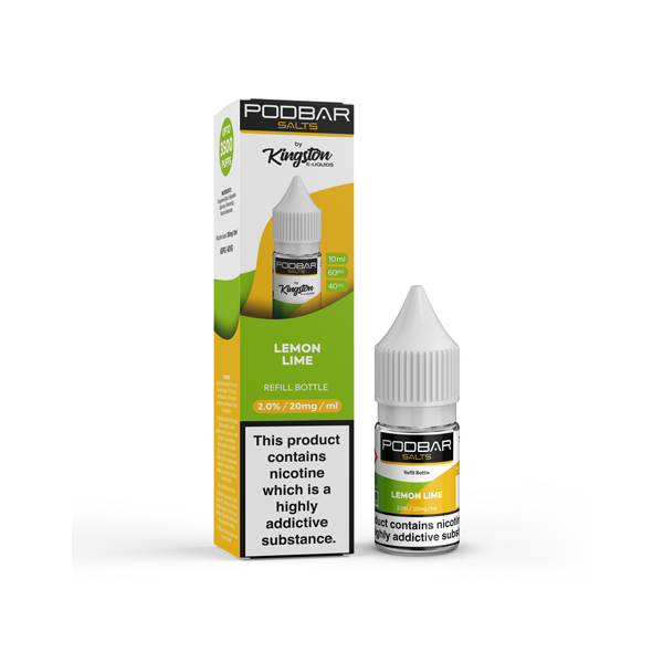 made by: Podbar price:£3.99 20mg Podbar Salts by Kingston 10ml Refill Nic Salts (60VG/40PG) next day delivery at Vape Street UK