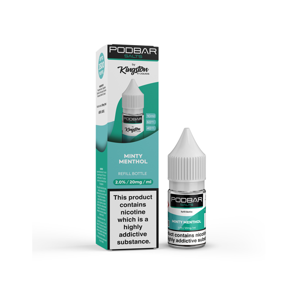 made by: Podbar price:£3.99 20mg Podbar Salts by Kingston 10ml Refill Nic Salts (60VG/40PG) next day delivery at Vape Street UK