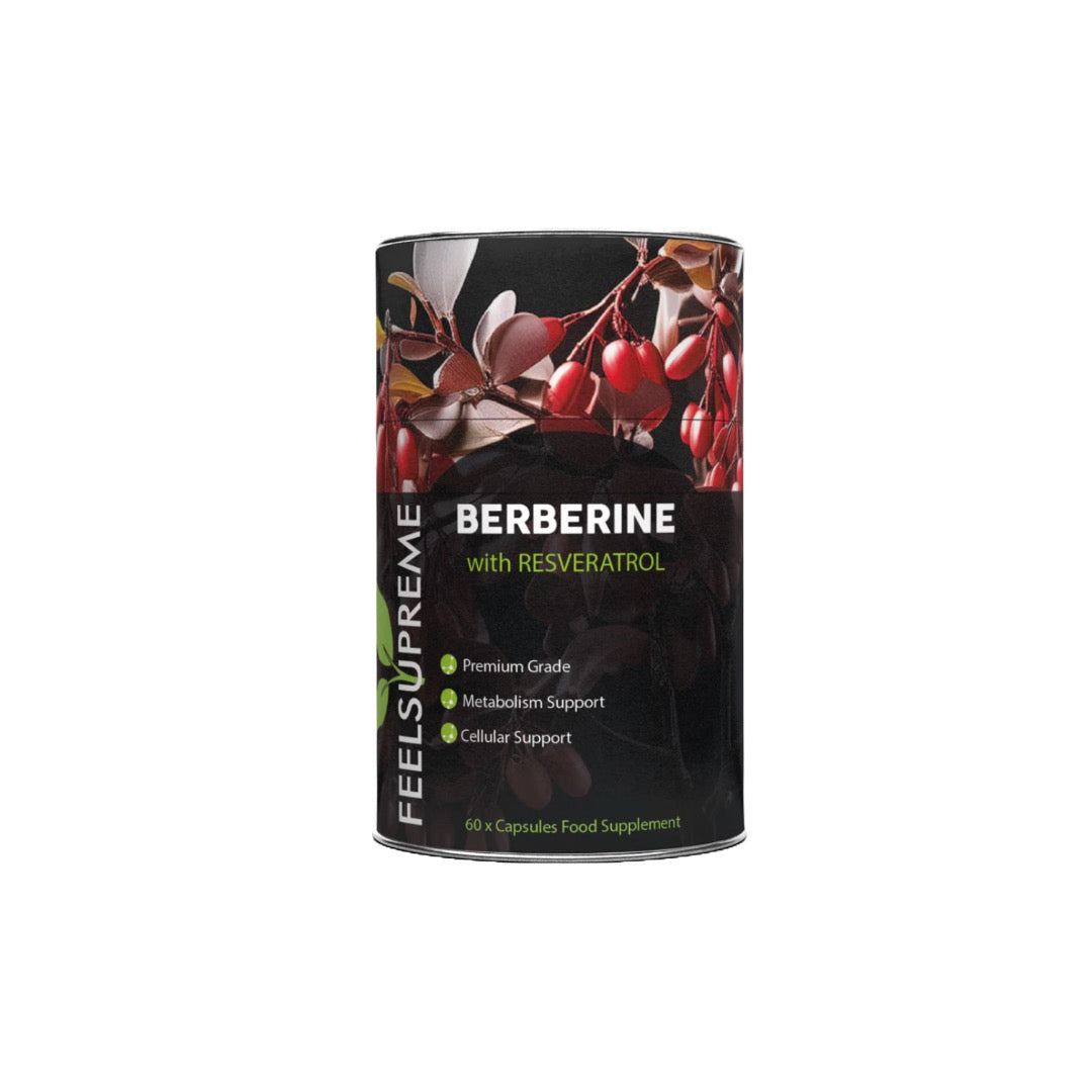 made by: Feel Supreme price:£34.63 Feel Supreme 400mg Premium Berberine & Resveratrol Supplement Capsules - 60 Caps next day delivery at Vape Street UK