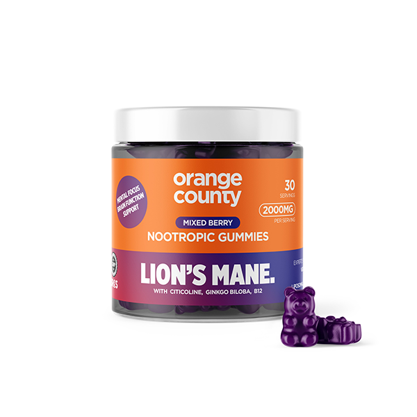 made by: Orange County price:£18.76 Orange County 2000mg Lion's Mane Gummies - 30 Pieces next day delivery at Vape Street UK