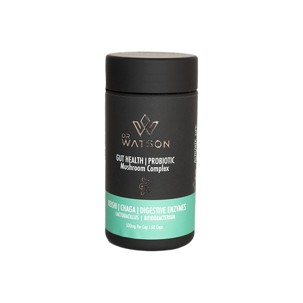 made by: Dr Watson price:£20.61 Dr Watson Gut Health & Probiotic Mushroom Capsules - 60 Caps next day delivery at Vape Street UK