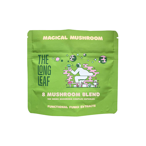 made by: The Long Leaf price:£32.40 The Long Leaf 500mg 8 Mushroom Complex Capsules - 90 Capsules (BUY 1 GET 1 FREE) next day delivery at Vape Street UK