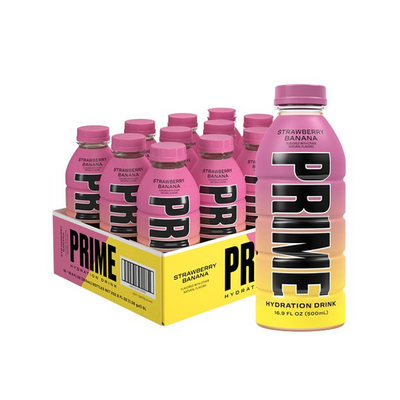 made by: Prime price:£4.50 PRIME Hydration USA Strawberry Banana Sports Drink 500ml next day delivery at Vape Street UK