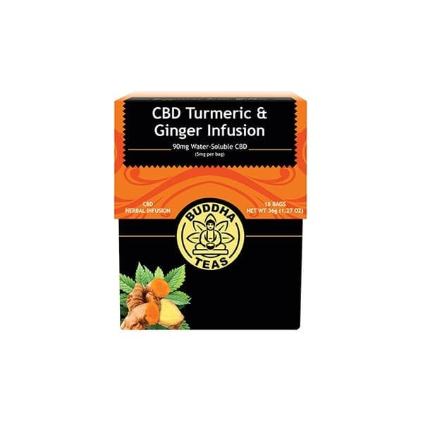 made by: Buddha Teas price:£19.38 Buddha Teas 5mg CBD Tea Bags - Turmeric & Ginger Infusion next day delivery at Vape Street UK