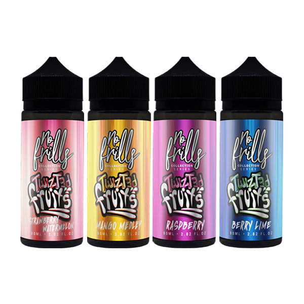 made by: No Frills price:£7.90 No Frills Collection Twizted Fruits 80ml Shortfill 0mg (80VG/20PG) next day delivery at Vape Street UK