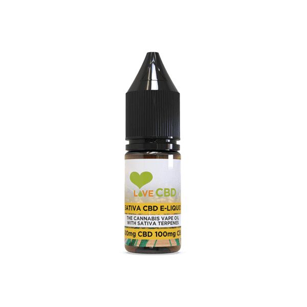 made by: Love CBD price:£16.80 Love CBD 600mg Sativa CBD + CBG E-liquid 10ml (65PG/35VG) next day delivery at Vape Street UK