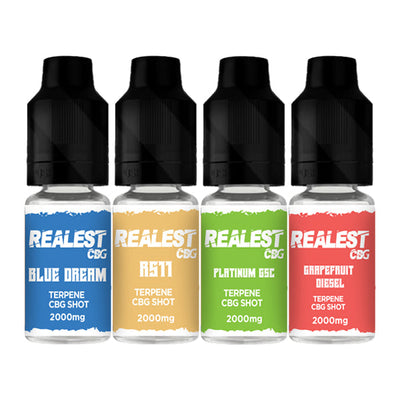 made by: Realest CBD price:£22.50 Realest CBD 2000mg Terpene Infused CBG Booster Shot 10ml (BUY 1 GET 1 FREE) next day delivery at Vape Street UK