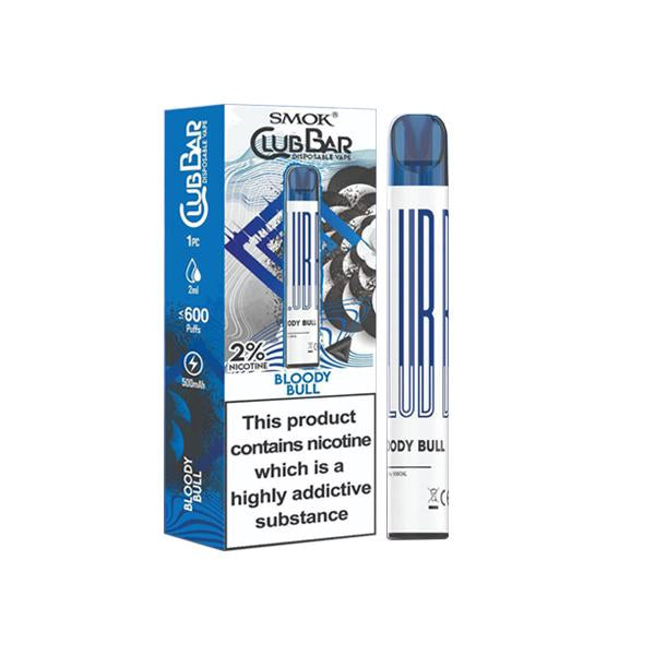 made by: Smok price:£3.24 20mg Smok Club Bar Disposable Vape Pen 600 Puffs next day delivery at Vape Street UK