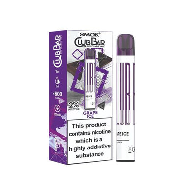 made by: Smok price:£3.24 20mg Smok Club Bar Disposable Vape Pen 600 Puffs next day delivery at Vape Street UK