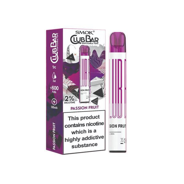 made by: Smok price:£3.24 20mg Smok Club Bar Disposable Vape Pen 600 Puffs next day delivery at Vape Street UK