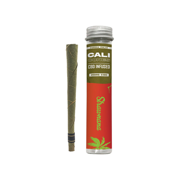 made by: Cali Cones price:£6.30 Cali Cones Cordia 30mg Full Spectrum CBD Infused Palm Cone - Strawnana next day delivery at Vape Street UK