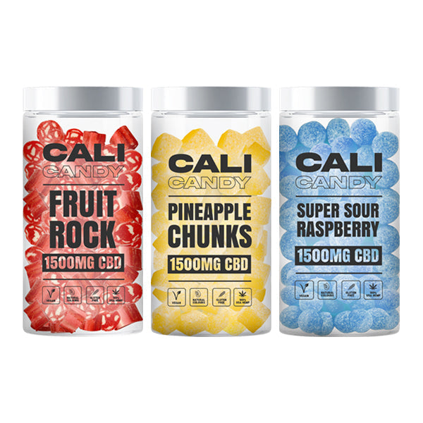 made by: The Cali CBD Co price:£15.11 CALI CANDY 1500mg CBD Vegan Sweets (Large) - 10 Flavours next day delivery at Vape Street UK