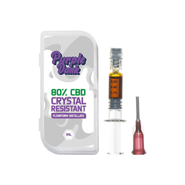 made by: Purple Dank price:£22.71 Purple Dank 80% CBD Crystal Resistant Flowform Distillate - 1ml (BUY 1 GET 1 FREE) next day delivery at Vape Street UK