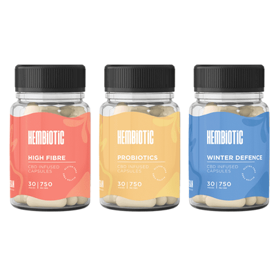 made by: Hembiotic price:£37.91 Hembiotic 750mg CBD Capsules - 30 Caps next day delivery at Vape Street UK