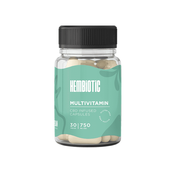 made by: Hembiotic price:£37.91 Hembiotic 750mg CBD Capsules - 30 Caps next day delivery at Vape Street UK