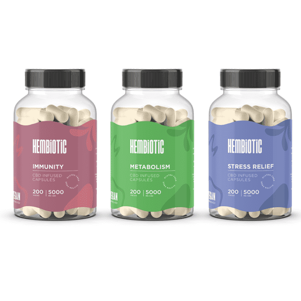 made by: Hembiotic price:£113.91 Hembiotic 5000mg Bulk CBD Capsules - 200 Caps next day delivery at Vape Street UK