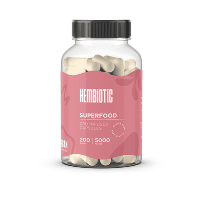 made by: Hembiotic price:£113.91 Hembiotic 5000mg Bulk CBD Capsules - 200 Caps next day delivery at Vape Street UK